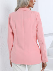 Double Breasted Lapel Neck Solid Blazer for Women