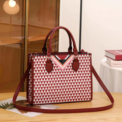 Geometric Pattern PVC Tote Bag Top Handle Shoulder & Crossbody Bag