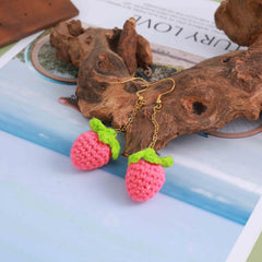 Strawberry Braided Earrings Stainless Steel Women