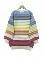 Women's Block Open Front Cardigan Long Sleeve Sweater