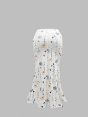 Floral Print High Rise Maxi Mermaid Skirt