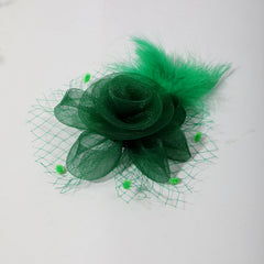 Bridal Feather Head Piece Mesh Flower Hair Accessories Clip