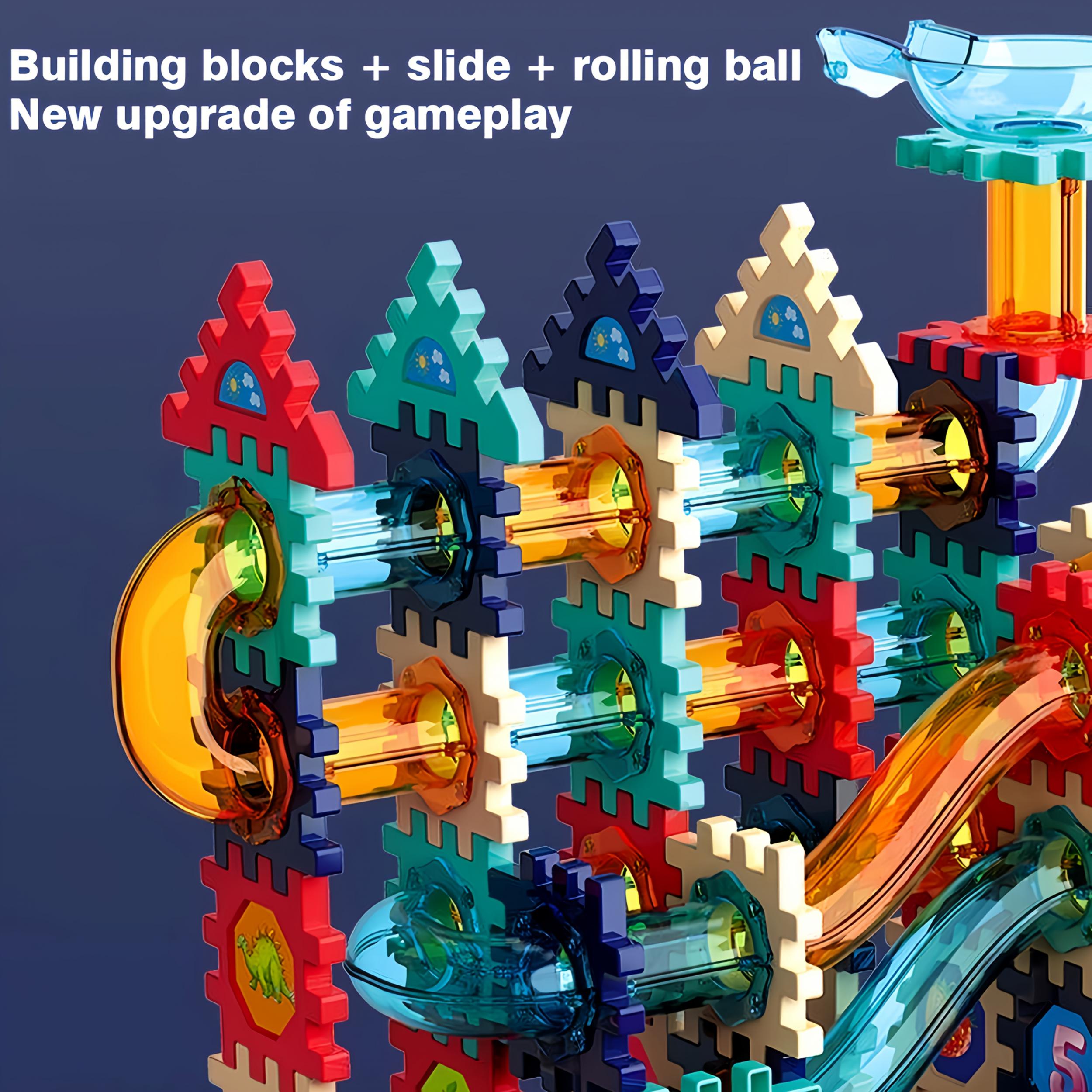Kids Puzzle Building Blocks DIY Sliding Track Toys for Boys and Girls