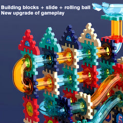 Kids Puzzle Building Blocks DIY Sliding Track Toys for Boys and Girls