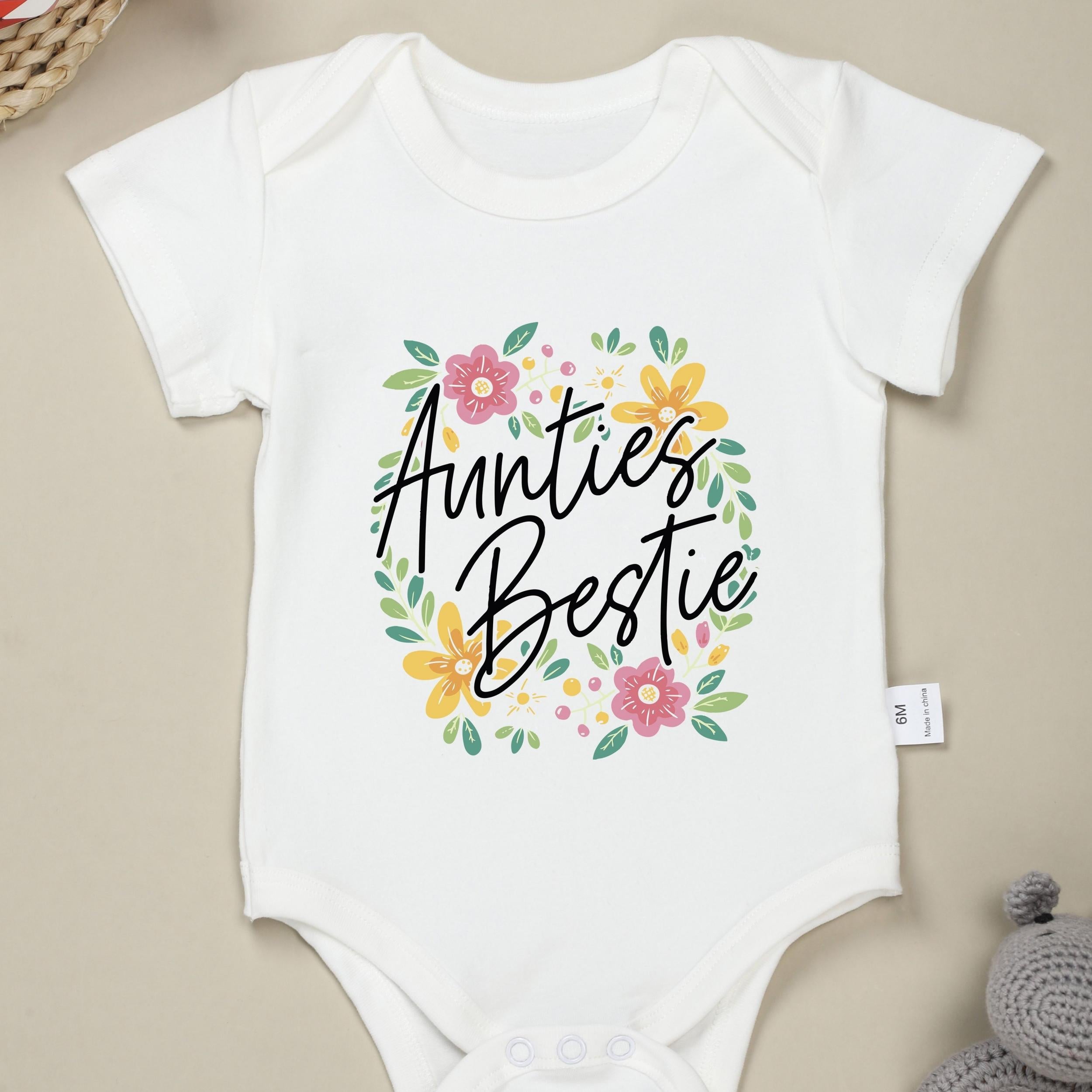 Floral Pattern Cotton Baby Onesie Soft Round Neck Romper