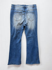 Floral Print Button Fly Flared Leg Stretch Jeans