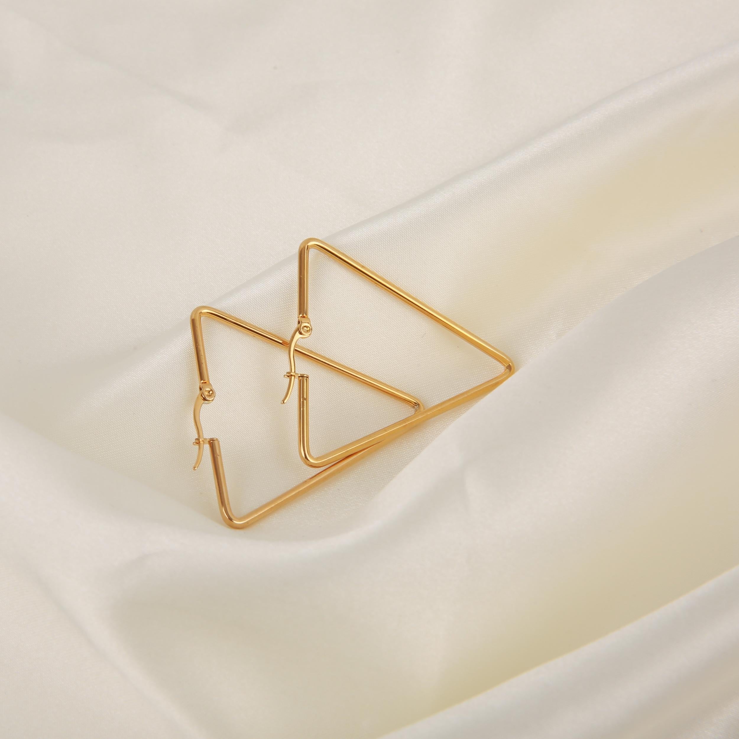 Y2K Style Stainless Steel Geometric Triangle Earrings Set