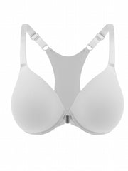 Sports Bra Solid Front Closure Racer Back Padded Bralette