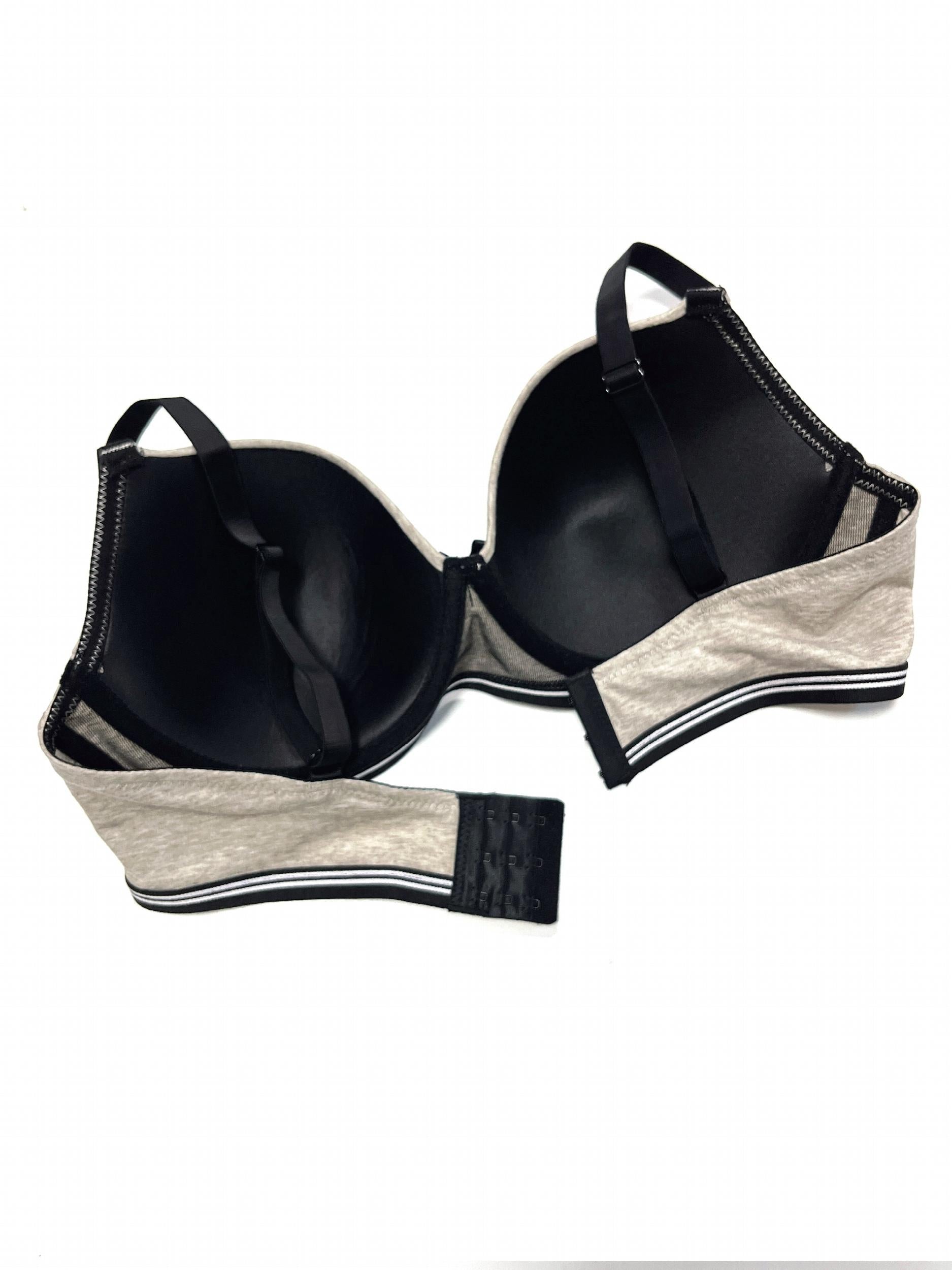 Molded Cup Underwire Bra, Striped Pattern, Bow Decor