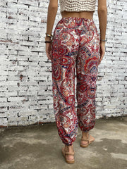 Paisley Print Smocked Waist Joggers for Women