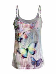 Colorful Butterfly Print Cami Top Summer Sleeveless Top Women's Clothing