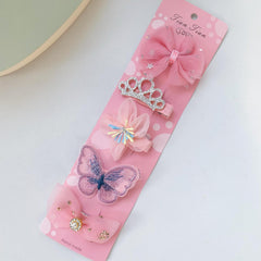 Glitter Crown Flower Bear Hairpin Set for Girls