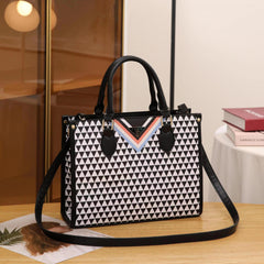 Geometric Pattern PVC Tote Bag Top Handle Shoulder & Crossbody Bag