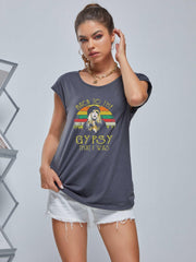 Girl Graphic Sports Tank Top V Neck Sleeveless Summer Tops