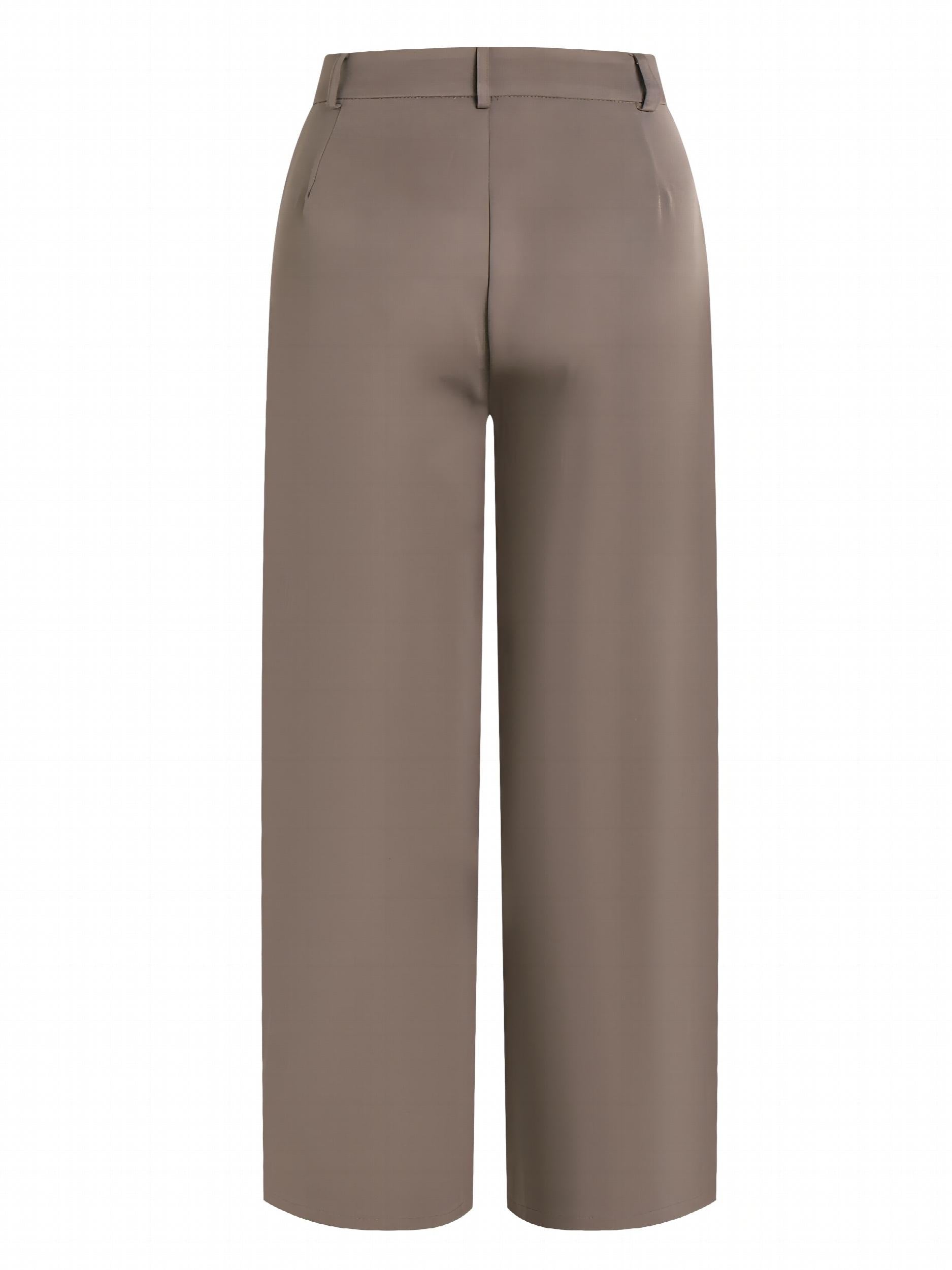 High Waist Pleated Tailored Pants Long Length Work Office Pants