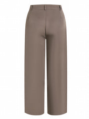 High Waist Pleated Tailored Pants Long Length Work Office Pants