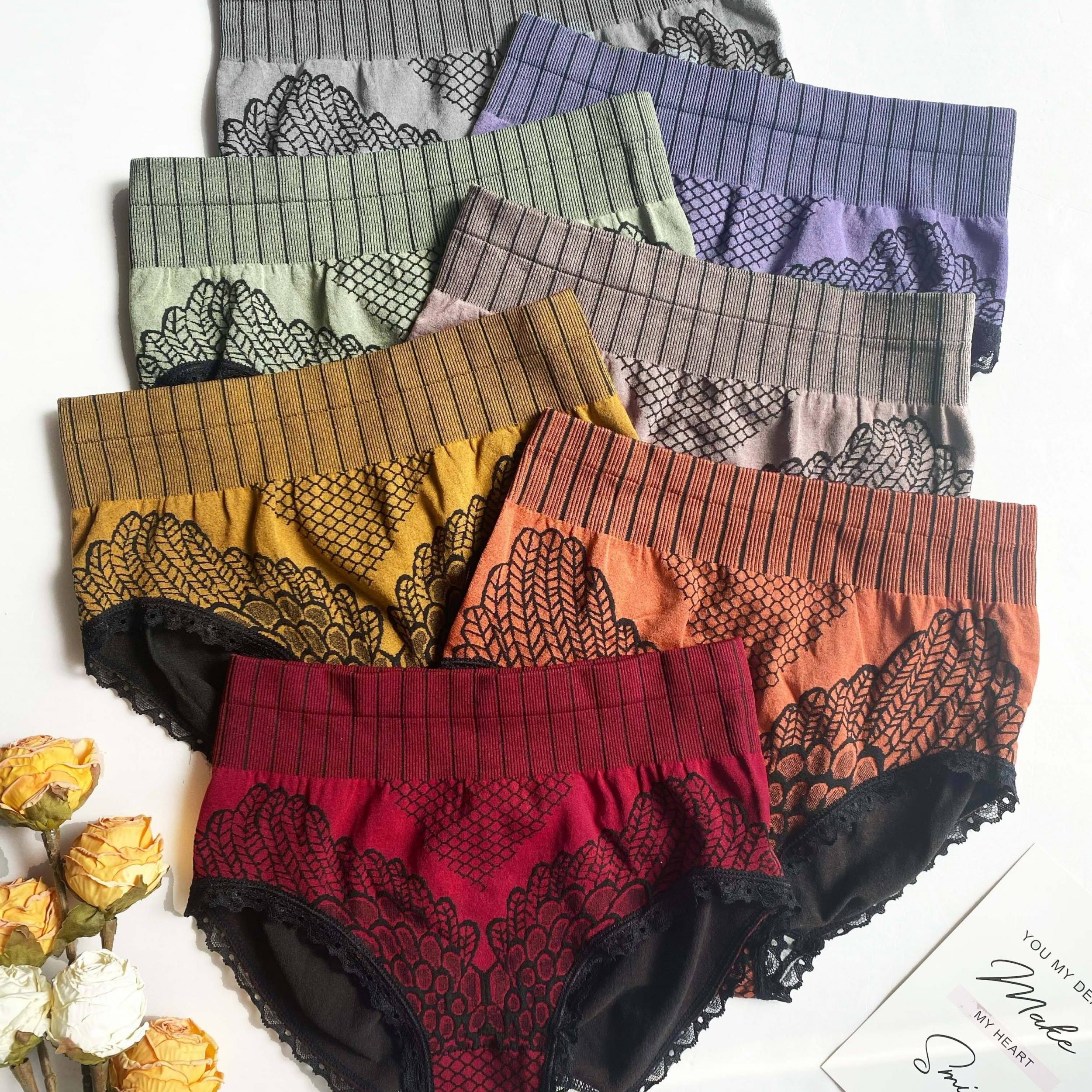 7pcs Lace Stitching Briefs High Waist Sexy Panties Women's Lingerie