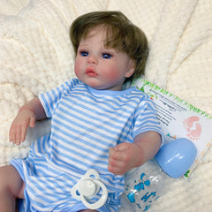 18" Lifelike Meadow Reborn Baby Doll Soft Vinyl Body Rooted Hair Realistic Touch