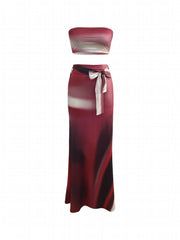 Tie Dye Two piece Skirt Set Crop Tube Top & Slim Skirt Outfit Women