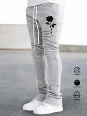 Rose Pattern Bell Bottom Pants Men's Stretch Hip Hop Jogger