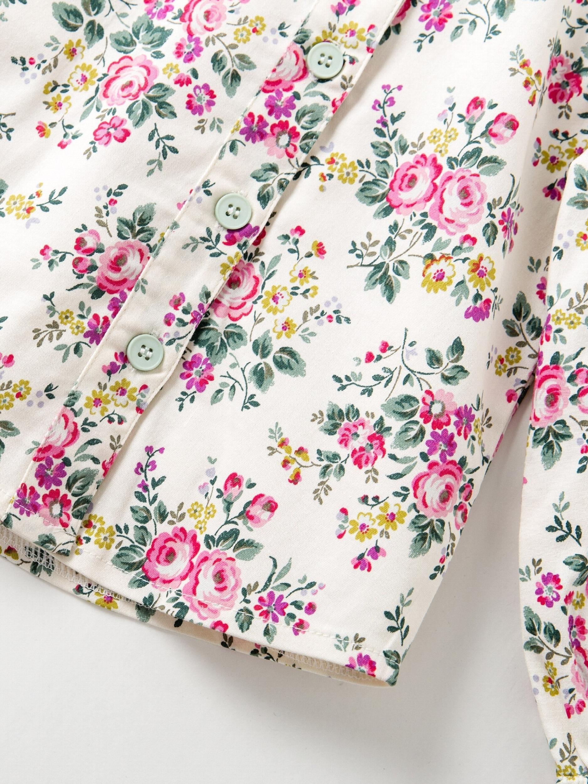 Little Girls Spring Floral Blouse Shirt Long sleeved Top Children s Casual Shirt