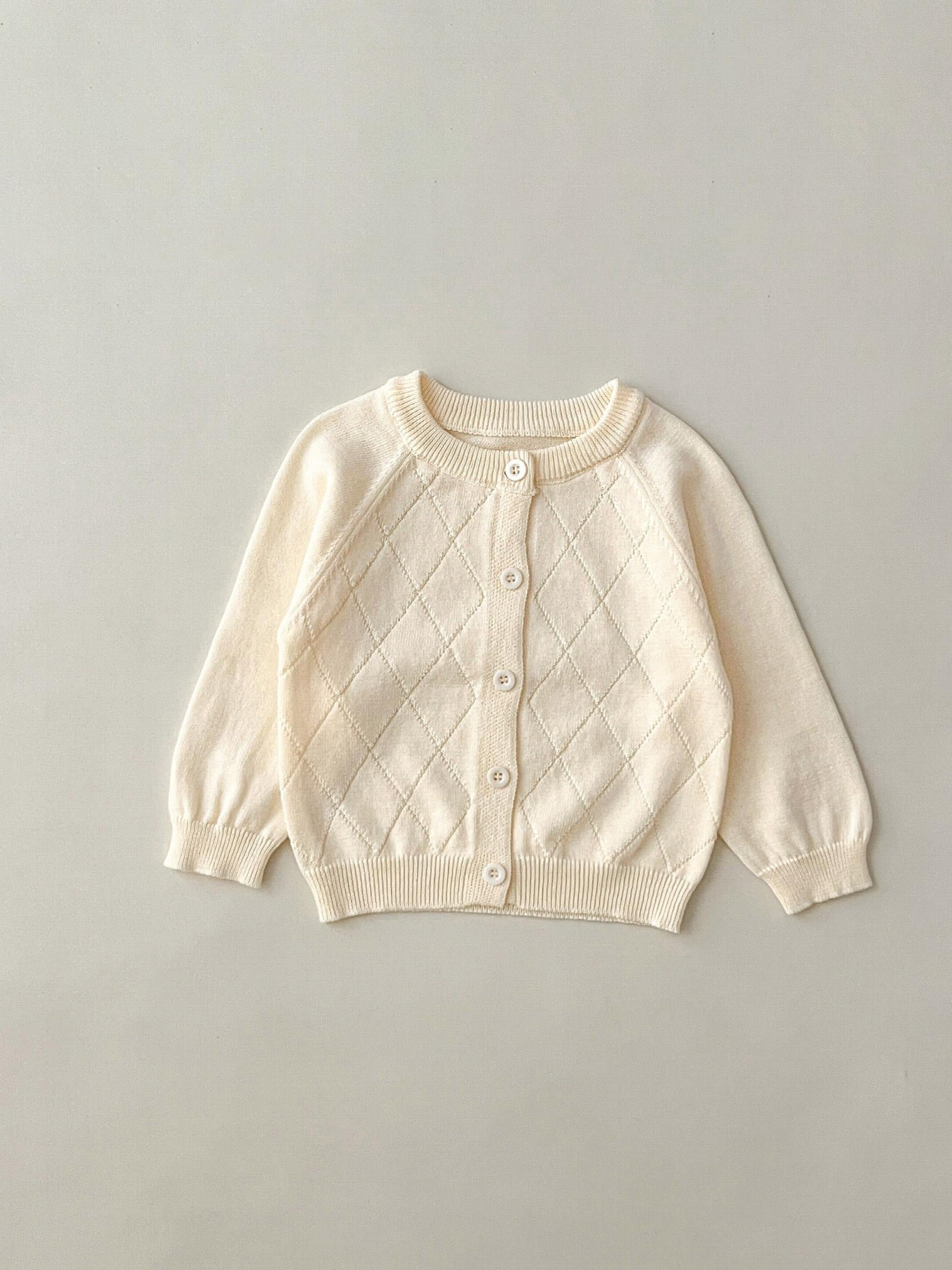 Baby Argyle Knit Cardigan Cotton Sweater Coat