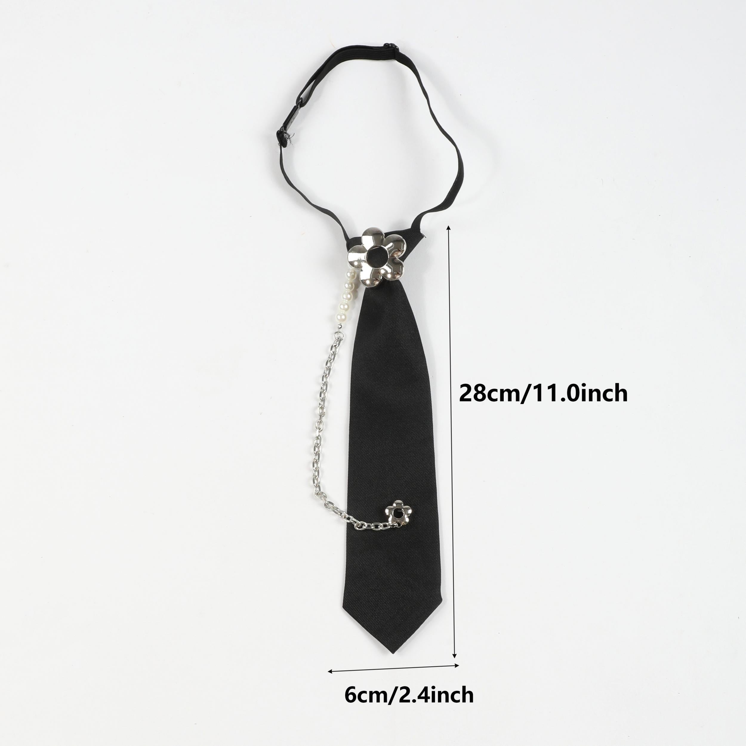 Adjustable Tie Flower Tassel Pearl String Neck Tie for Party Evening