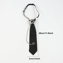 Adjustable Tie Flower Tassel Pearl String Neck Tie for Party Evening