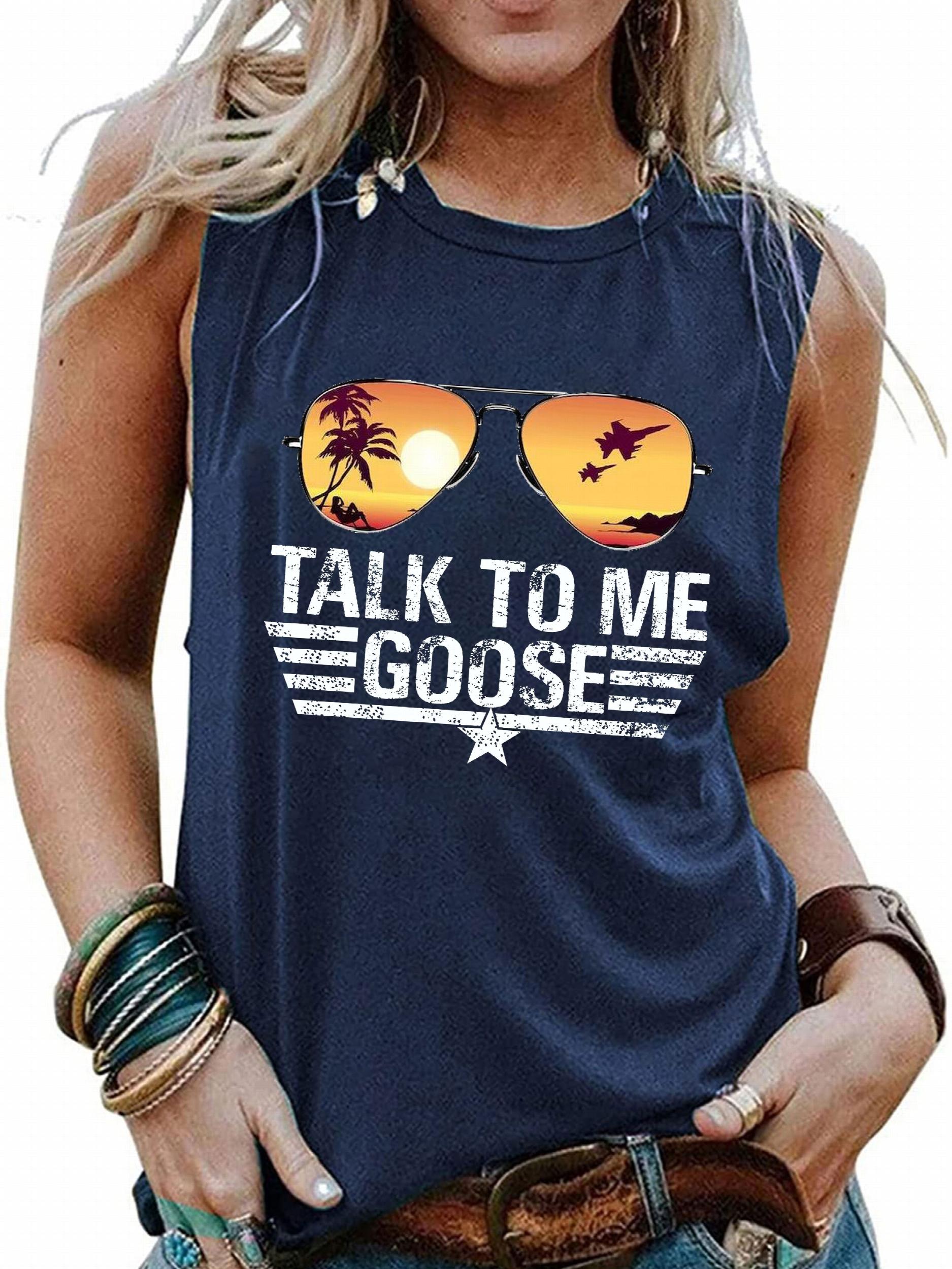 Letter & Glasses Print Sleeveless Top
