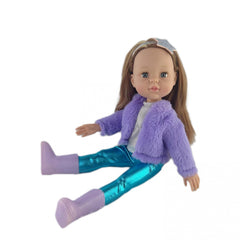 18" Doll with Accessories, Fun Water & Poop Functions, Purple Jacket & Shoes