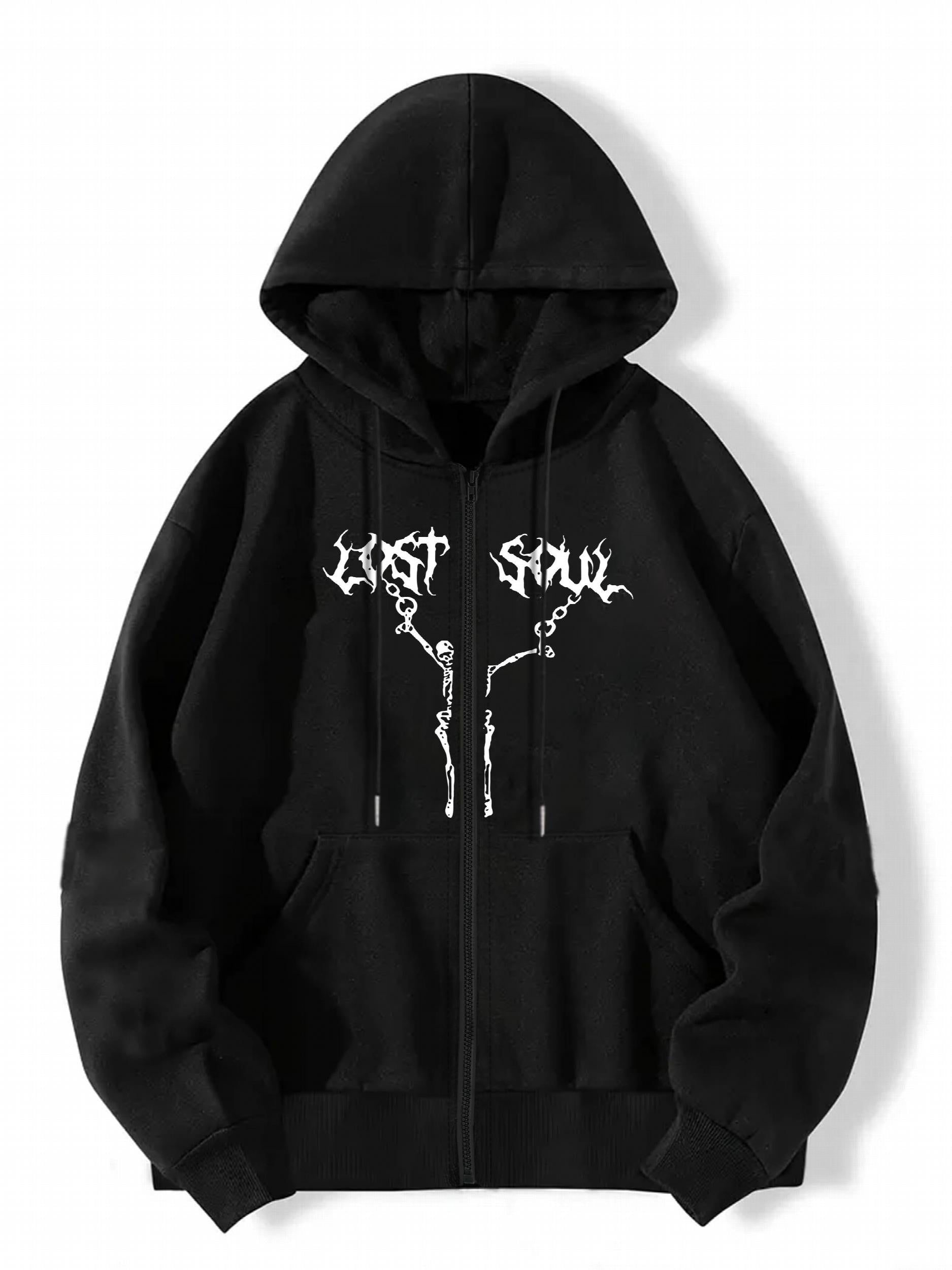 Skull Graphic Halloween Hoodie Long Sleeve Drawstring Top