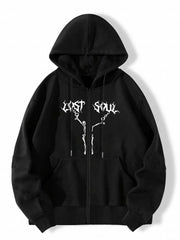 Skull Graphic Halloween Hoodie Long Sleeve Drawstring Top