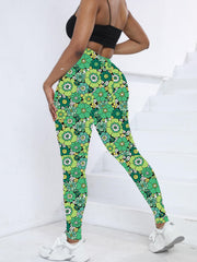 Floral Graphic Yoga Leggings High Stretch Printed Workout Pants