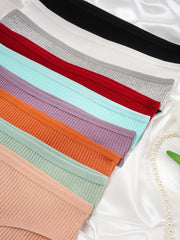 9pcs Ribbed Briefs Comfy & Stretchy Intimates Panties Lingerie & Underwear