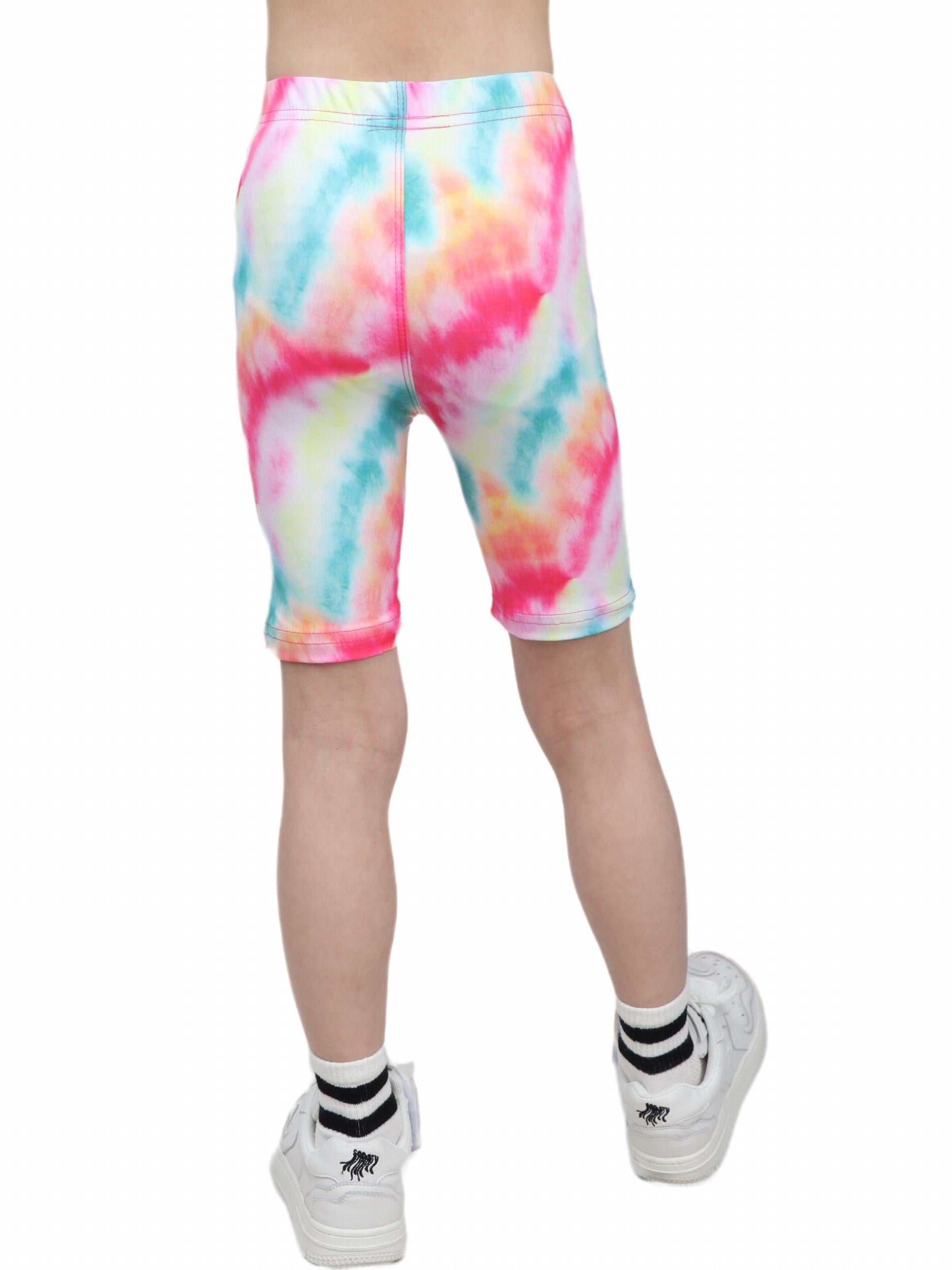 Girls Tie Dye Stretch Soft Leggings Elastic Waist Athletic Tight Slim Shorts