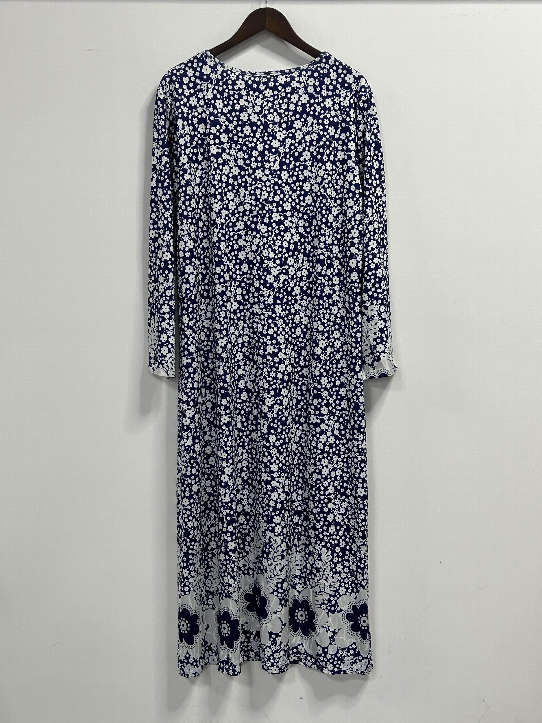 Women's Plus Size Boho Maxi Dress Long Sleeve Floral Print Loose Fit