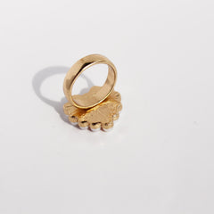 Romantic Letter Pattern Ring Faux Pearl Decor Ring