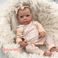 Realistic Reborn Youngsters Girl Doll Soft Vinyl Hand Drawn Hair & Floral Outfit