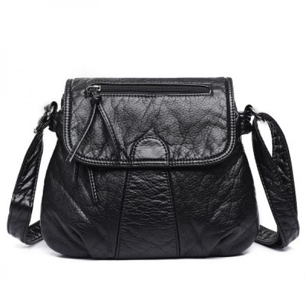 Small WomenSoft Washed PU Leather Crossbody Bag Female Handbag Purse