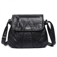 Small WomenSoft Washed PU Leather Crossbody Bag Female Handbag Purse