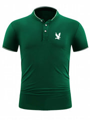 Men's Eagle Print Golf Shirt Short Sleeve Moisture Wicking