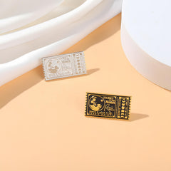 Metal Retro Movie Ticket Brooch For Backpack Bag