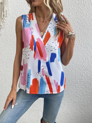 Graphic Print V Neck Tank Top Sleeveless Tank Top