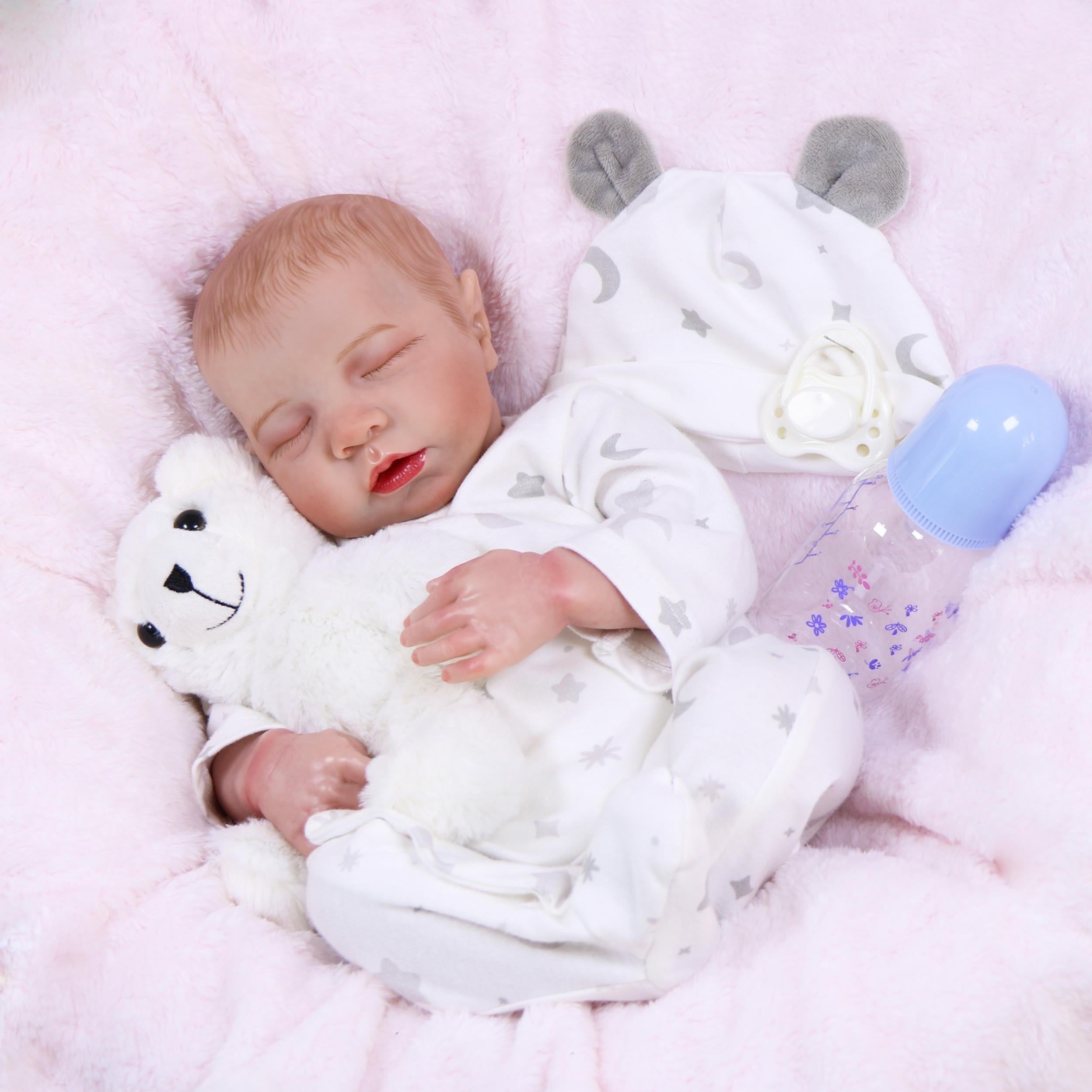 18 Inch Lifelike Baby Dolls Reborn Baby Dolls Weighted Soft Cloth Body Gift Set