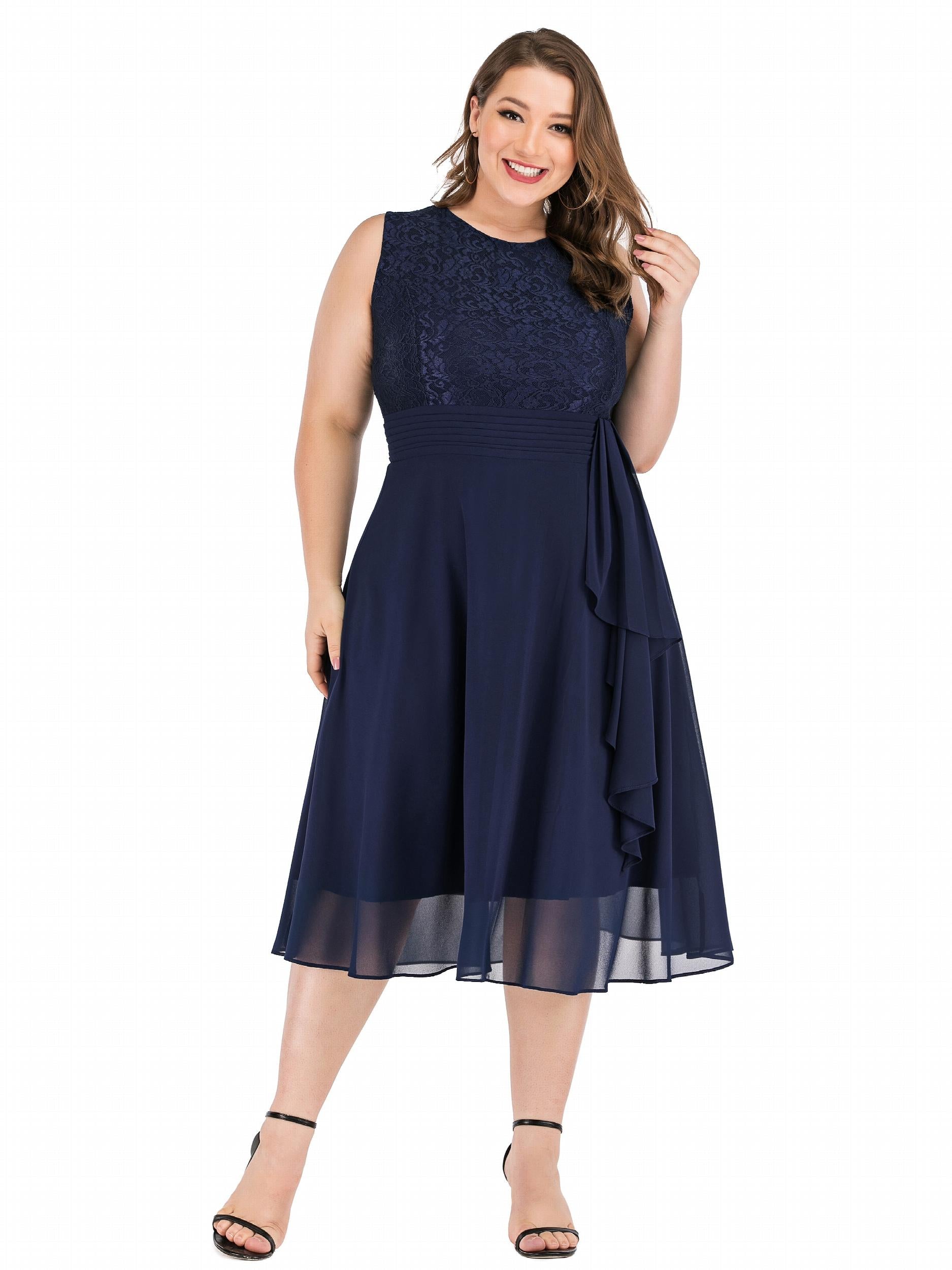 Lace Chiffon Fit And Flare Party Dress