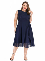 Lace Chiffon Fit And Flare Party Dress