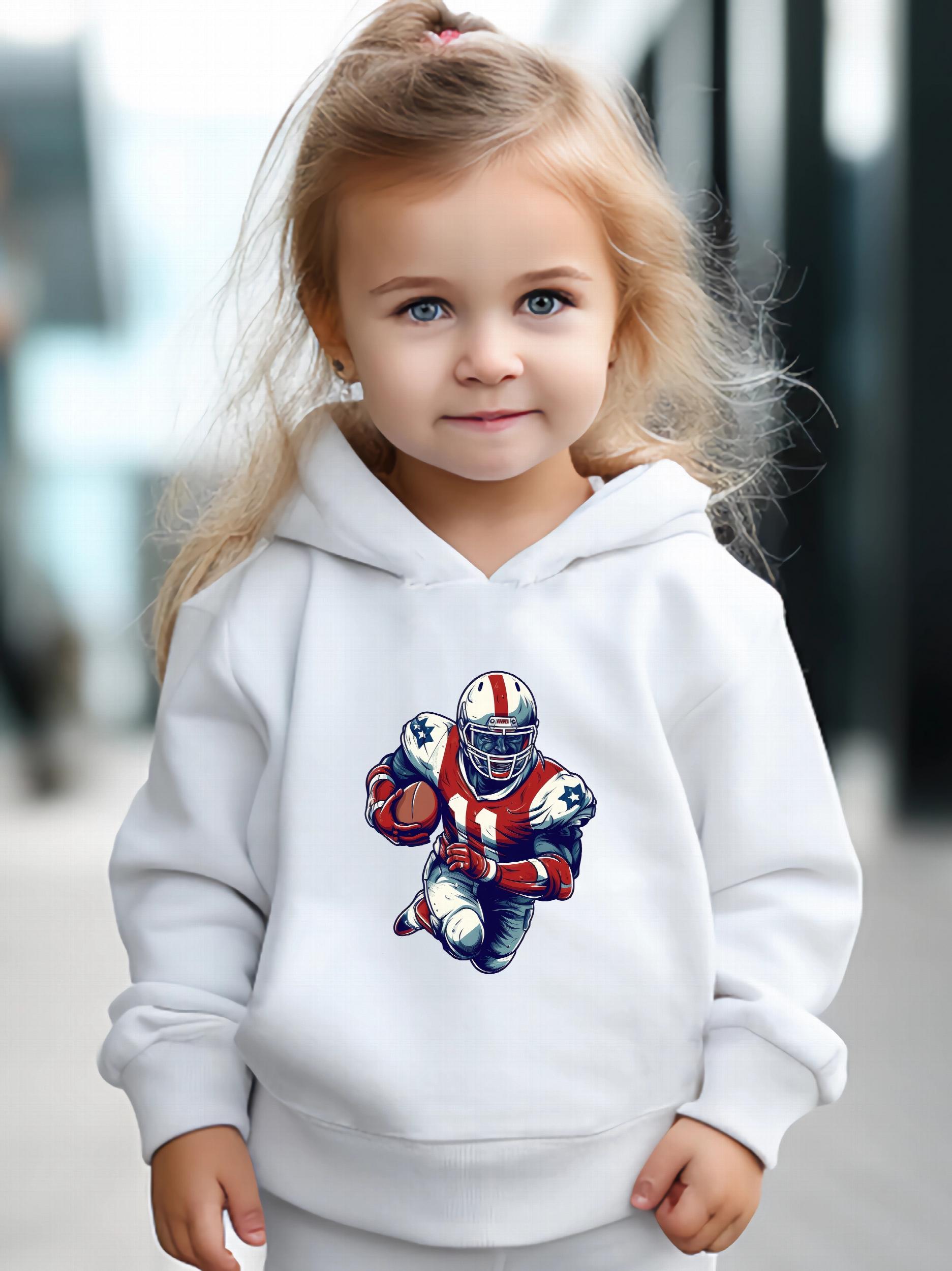 Rugby Player Pattern Long Sleeve Hooded Sweatshirt Girls