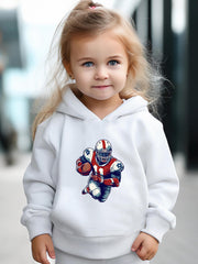 Rugby Player Pattern Long Sleeve Hooded Sweatshirt Girls