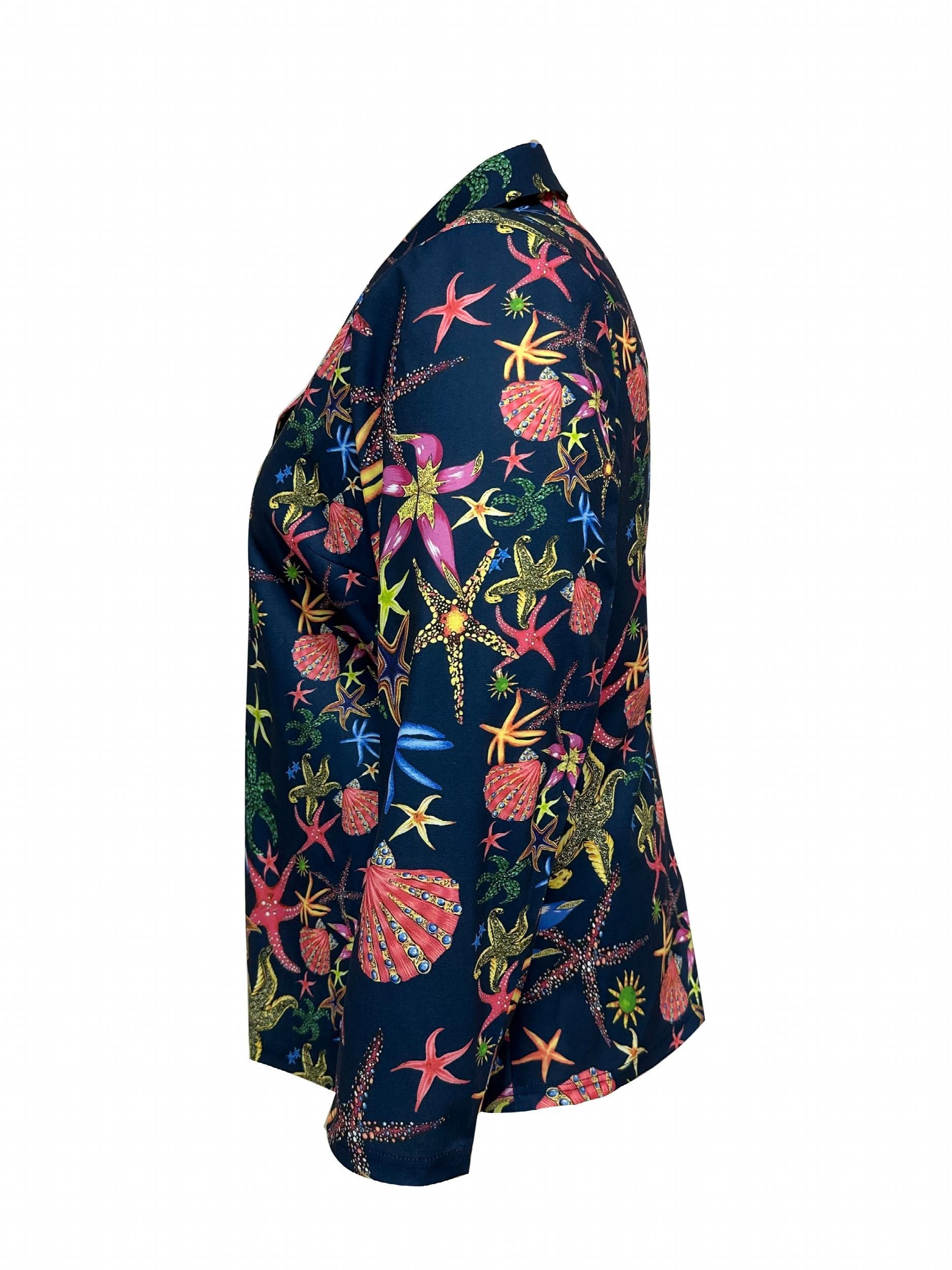 Starfish Print Open Front Blazer