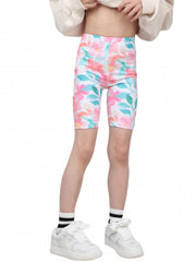 Toddler Girls Pink Flowers Graphic Elastic Waist Biker Shorts